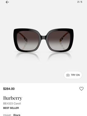 Burberry Black Oversized Square Sunglasses with Gradient Lenses